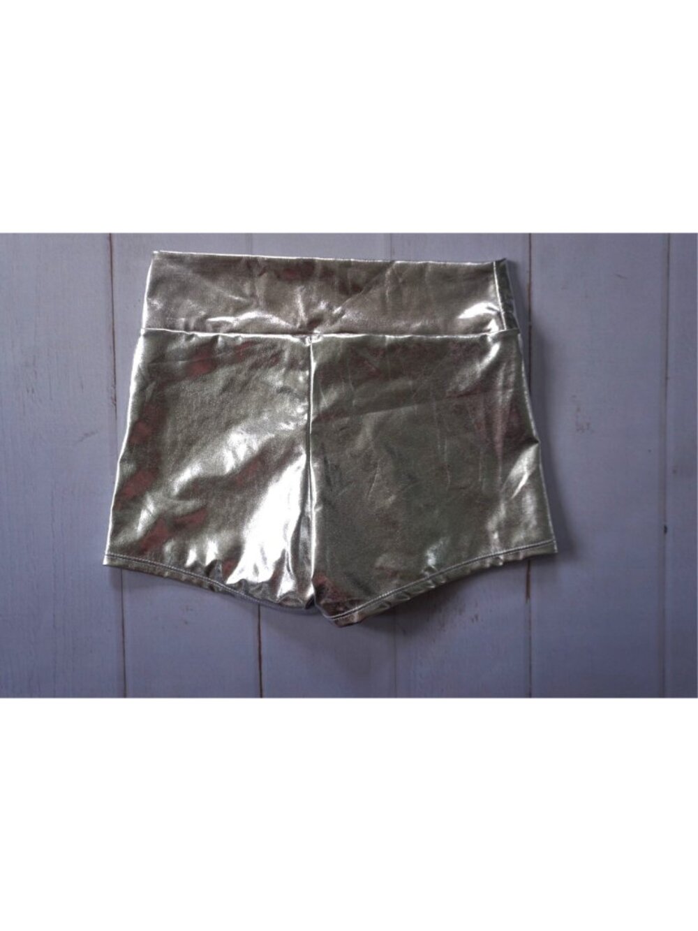 Women's Metallic Booty Shorts High Waisted Shiny Rave Bottoms- Size S - Picture 5 of 6
